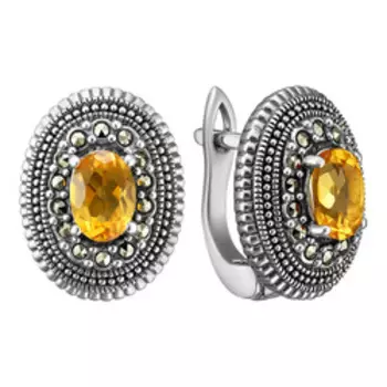 Серебряные серьги с цитринами и марказитами