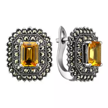 Серебряные серьги с цитринами и марказитами