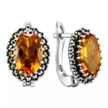 Серебряные серьги с цитринами и марказитами