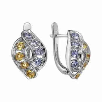 Серебряные серьги с цитринами и танзанитами