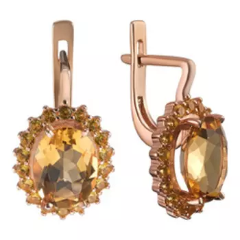 Серебряные серьги с цитринами и желтыми фианитами