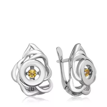 Серебряные серьги с цитринами "Танцующий камень"