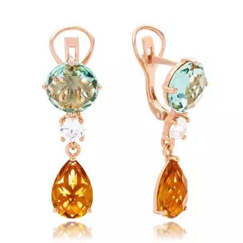 Серебряные серьги с цитрином