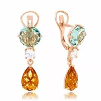 Серебряные серьги с цитрином