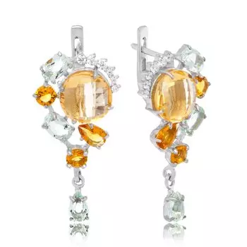 Серебряные серьги с цитрином