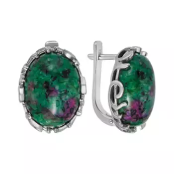 Серебряные серьги с цоизитом