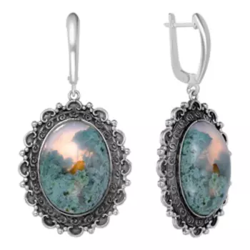 Серебряные серьги с цветными агатами