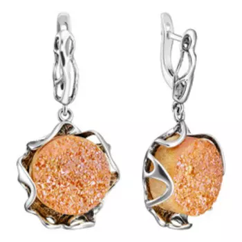 Серебряные серьги с друзой агата