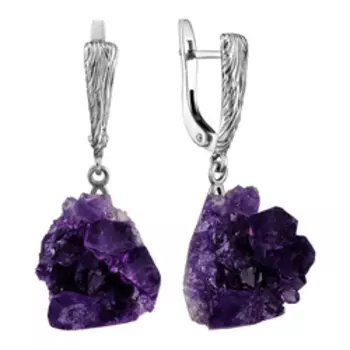 Серебряные серьги с друзой аметиста