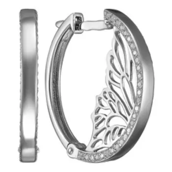 Серебряные серьги-конго с фианитами