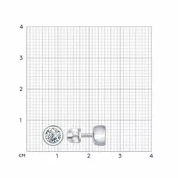 Серьги-пусеты из серебра с фианитами