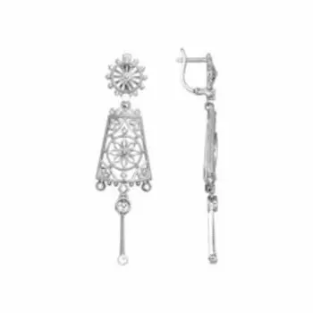 Длинные серьги из серебра с фианитами