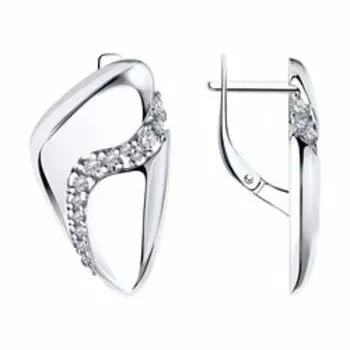 Серьги из серебра с фианитами