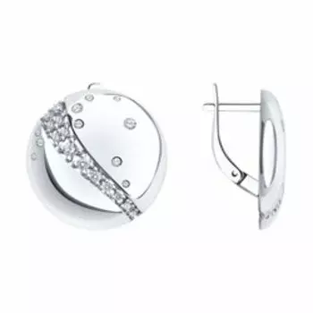 Серьги из серебра с фианитами