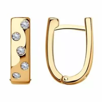 Серьги из золочёного серебра с фианитами