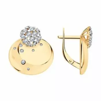 Серьги из золочёного серебра с фианитами