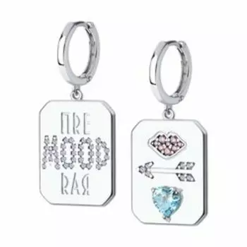 Серьги из серебра с фианитами