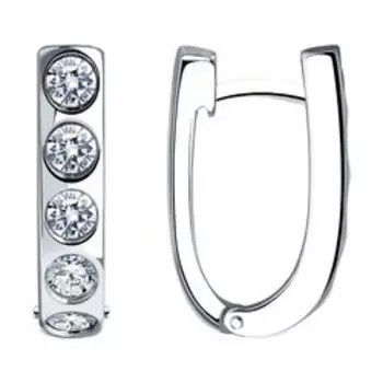 Серьги из серебра с фианитами