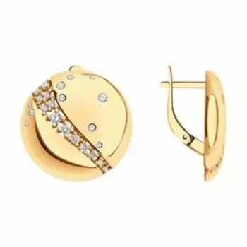 Серьги из золочёного серебра с фианитами