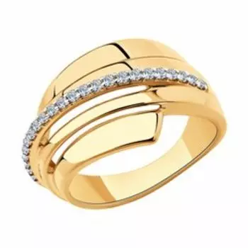 Кольцо из золочёного серебра с фианитами