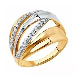 Кольцо из золочёного серебра с фианитами