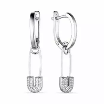 Серебряные серьги с фианитами "Булавки"