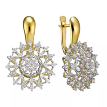 Серебряные серьги с фианитами "Цветы"