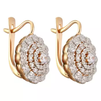 Серебряные серьги с фианитами "Цветы"