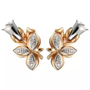 Серебряные серьги с фианитами "Цветы"