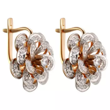 Серебряные серьги с фианитами "Цветы"