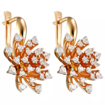 Серебряные серьги с фианитами "Цветы"