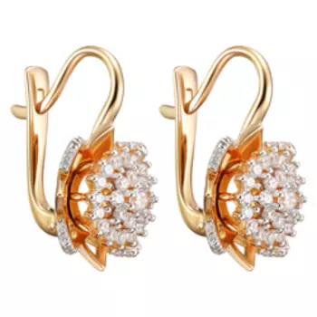 Серебряные серьги с фианитами "Цветы"