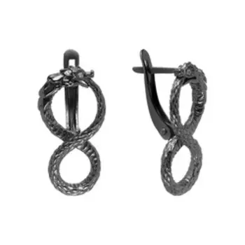 Серебряные серьги с фианитами "Дракон"