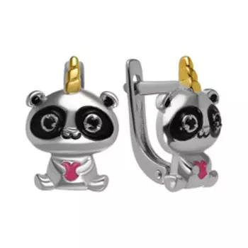 Серебряные серьги с фианитами и эмалью