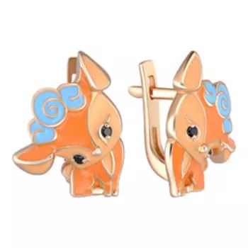 Серебряные серьги с фианитами и эмалью