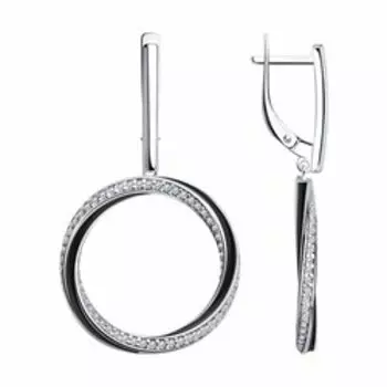 Серебряные серьги с фианитами и эмалью