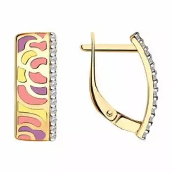 Серебряные серьги с фианитами и эмалью