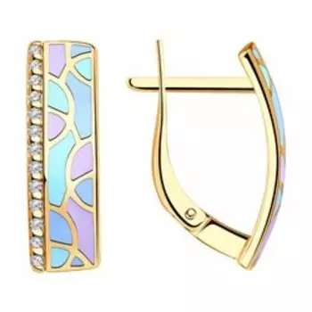 Серебряные серьги с фианитами и эмалью