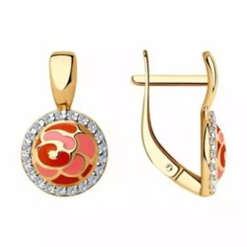 Серебряные серьги с фианитами и эмалью