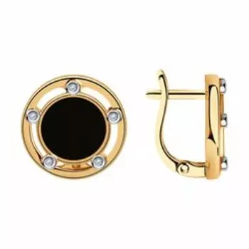 Серебряные серьги с фианитами и эмалью