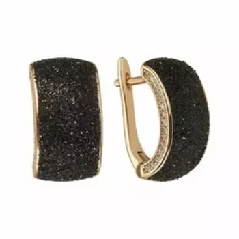 Серебряные серьги с фианитами и черным глиттером