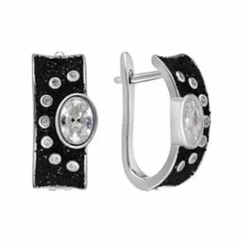 Серебряные серьги с фианитами и глиттером