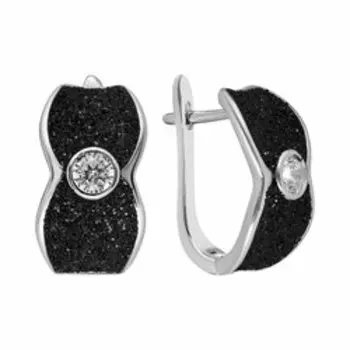 Серебряные серьги с фианитами и глиттером