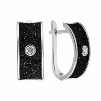 Серебряные серьги с фианитами и глиттером