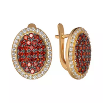 Серебряные серьги с фианитами и гранатами