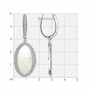 Серебряные серьги с фианитами и перламутром