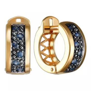 Серебряные серьги с фианитами и сапфирами