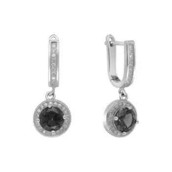 Серебряные серьги с фианитами и шпинелью