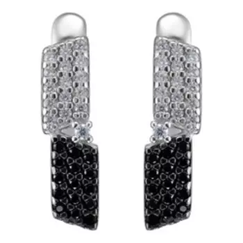 Серебряные серьги с фианитами и шпинелью