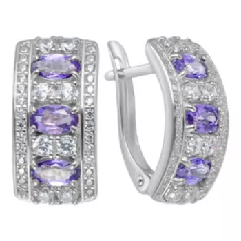 Серебряные серьги с фианитами и топазами